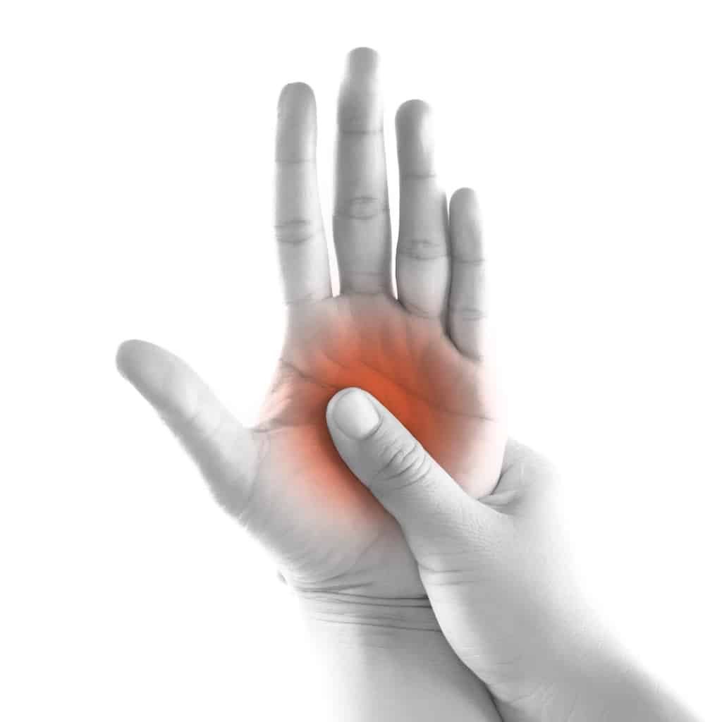 Image of patient with peripheral neuropathy pain in their hand