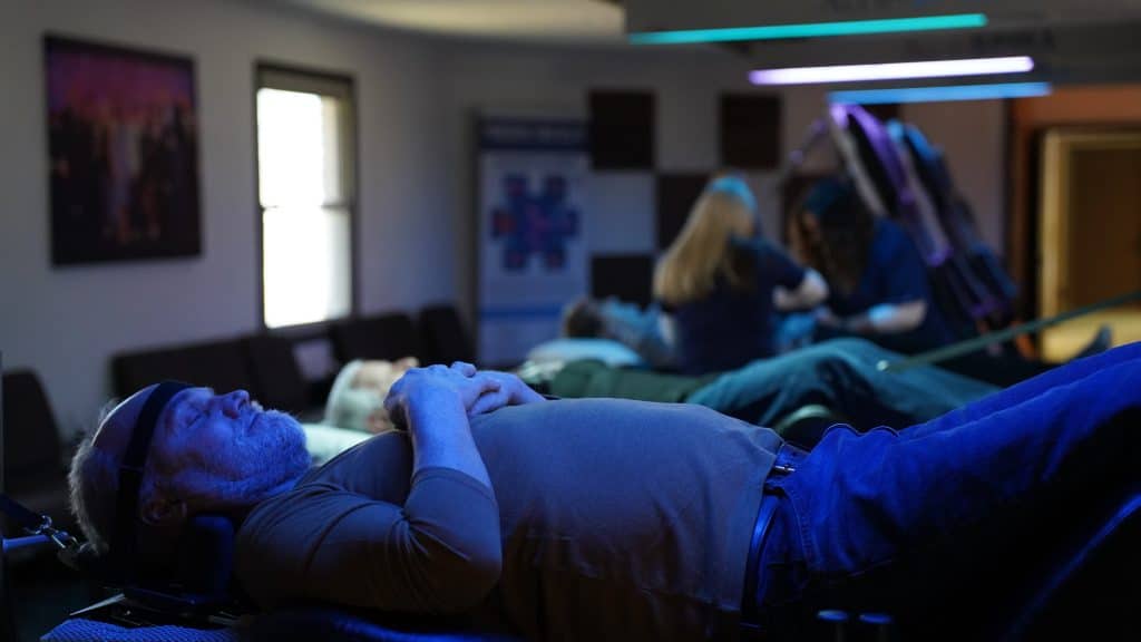 image of a neck decompression patient getting therapy at Clanahan Wellness Center